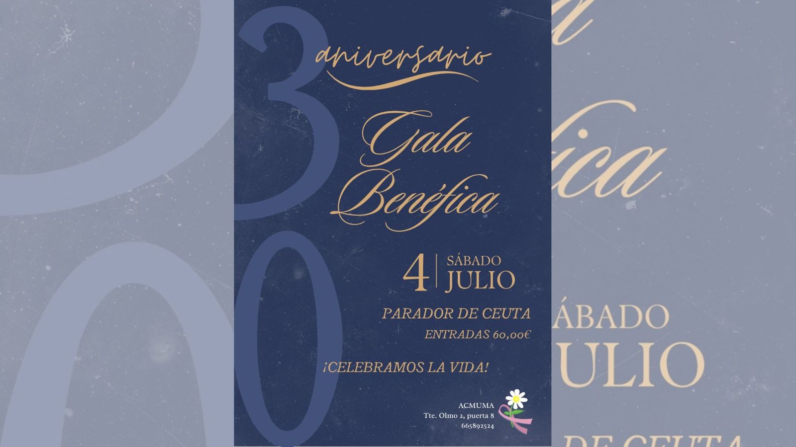 Cartel promocional de la gala de ACMUMA por su 30 aniversario