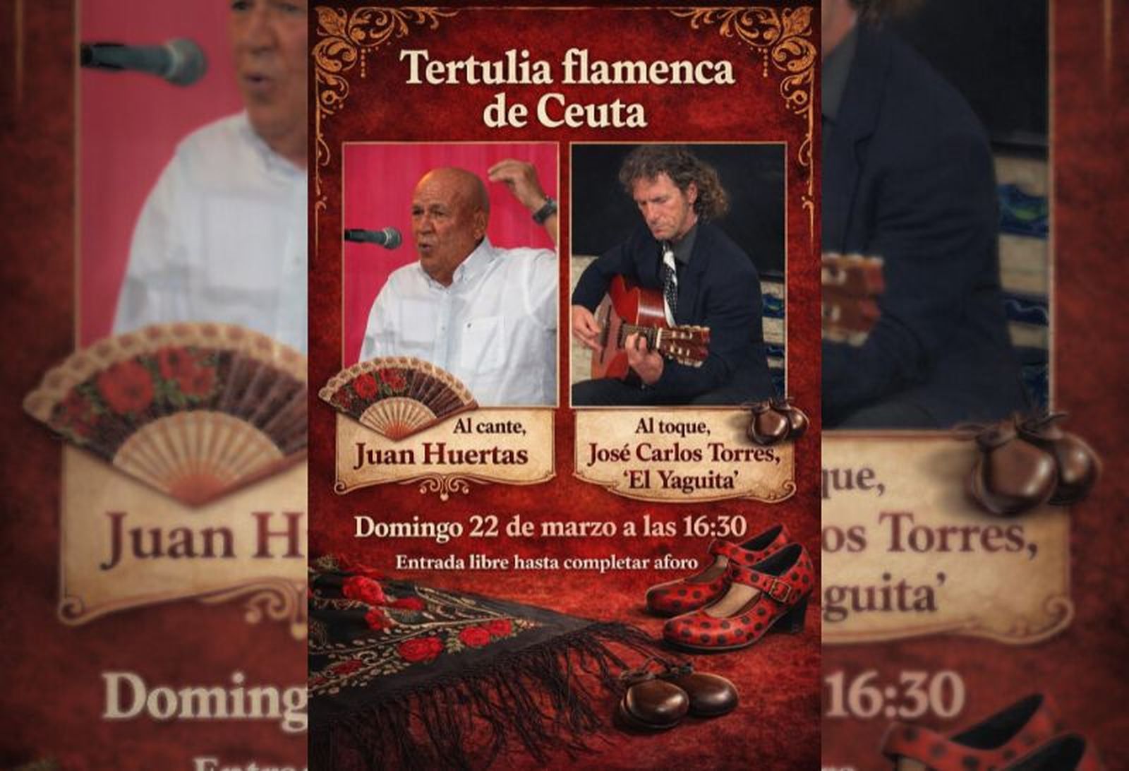 Cartel de presentación del espectáculo flamenco de Juan Huertas y ‘El Yaguita’.