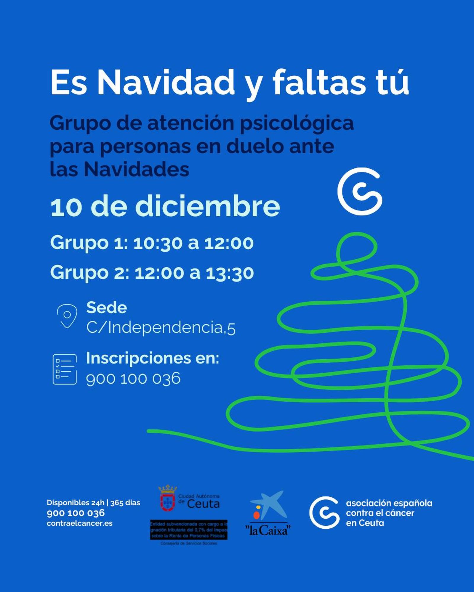 Cartel del taller 'Es Navidad y faltas tú', de la AECC