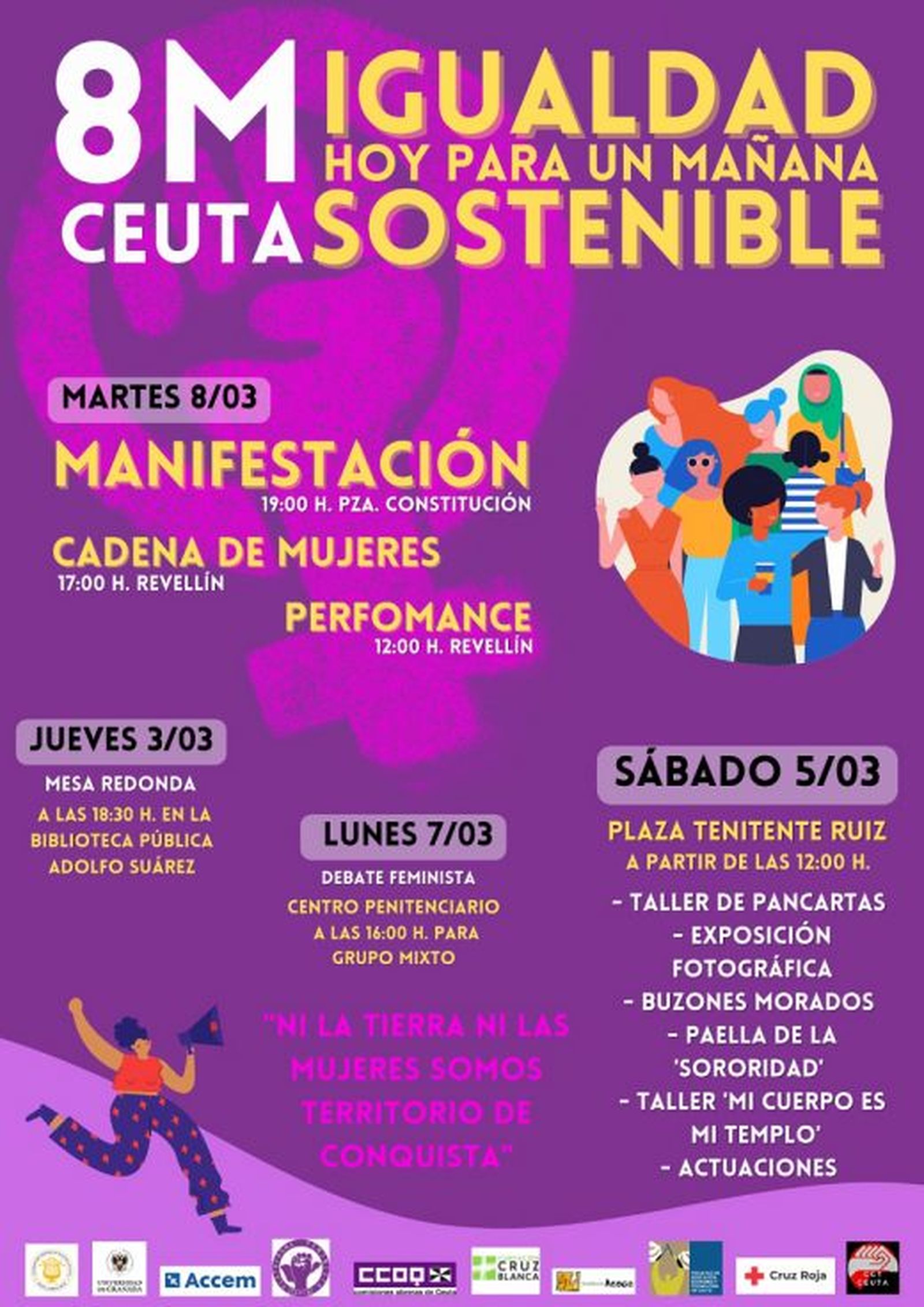 Cartel de actividades por el 8M de la Plataforma Feminista. / FOTO CEDIDA