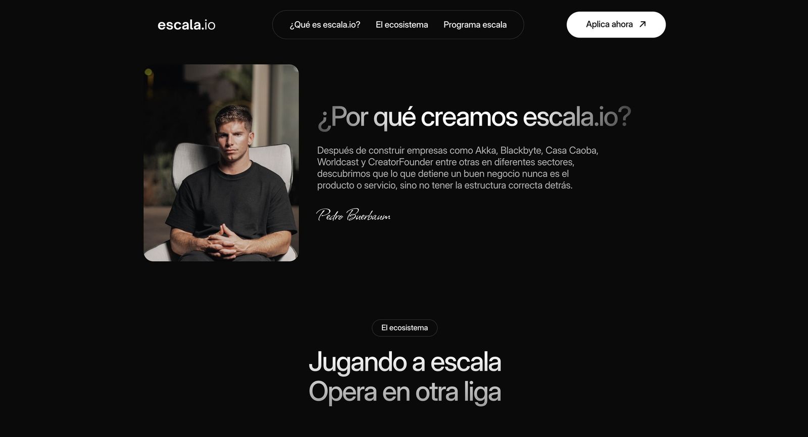 Web de la compañía Escala.io