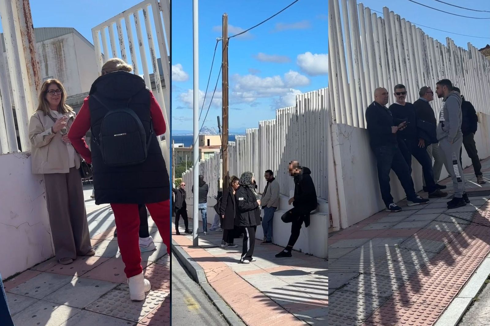 Trabajadores de Amgevicesa, a las puertas del salón de actos del campus de la UGR en Ceuta para someterse a las pruebas de promoción interna