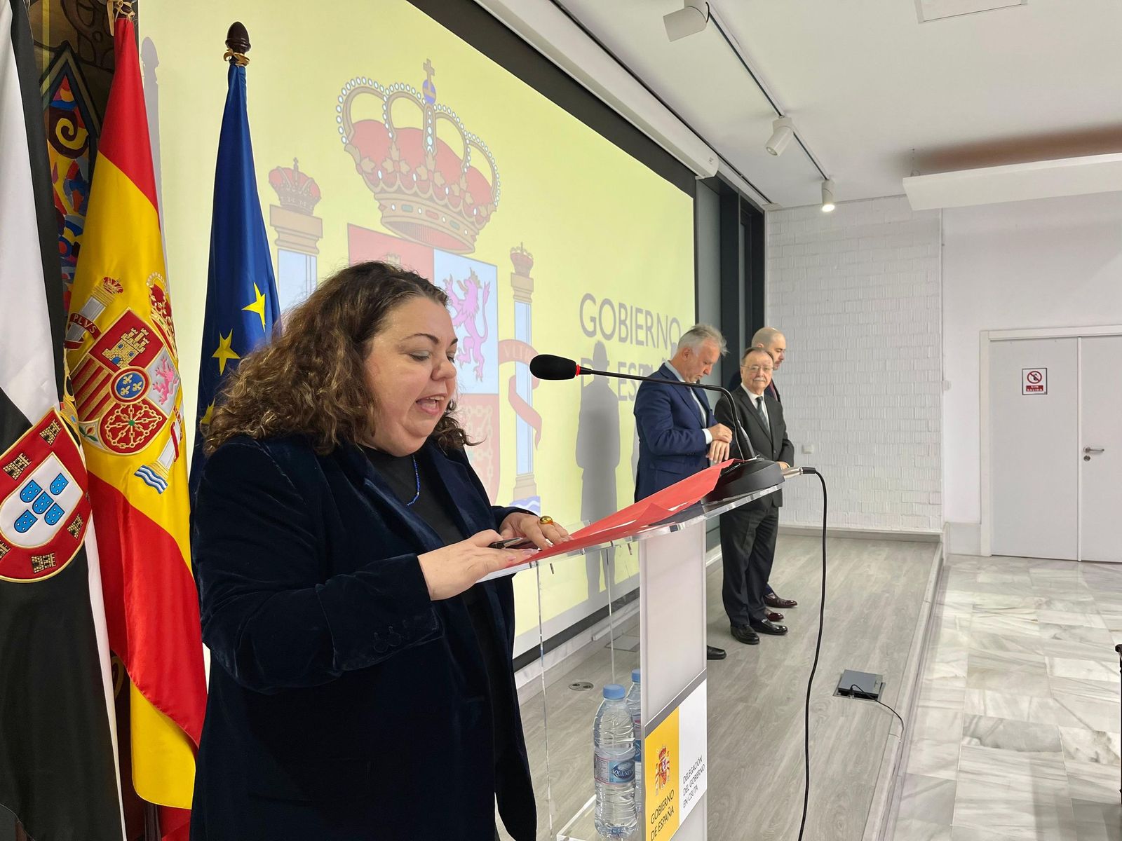 Cristina Pérez durante su intervención, ya como exdelegada del Gobierno en Ceuta, en el acto de toma de posesión del cargo de nuevo delegado del Gobierno en Ceuta de Miguel Ángel Pérez Triano