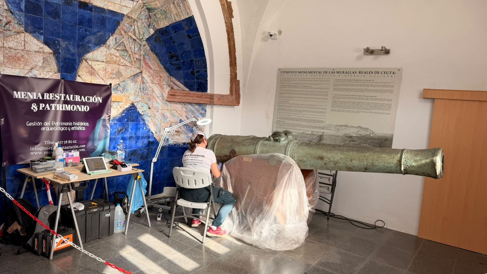 Trabajos de restauración del cañón