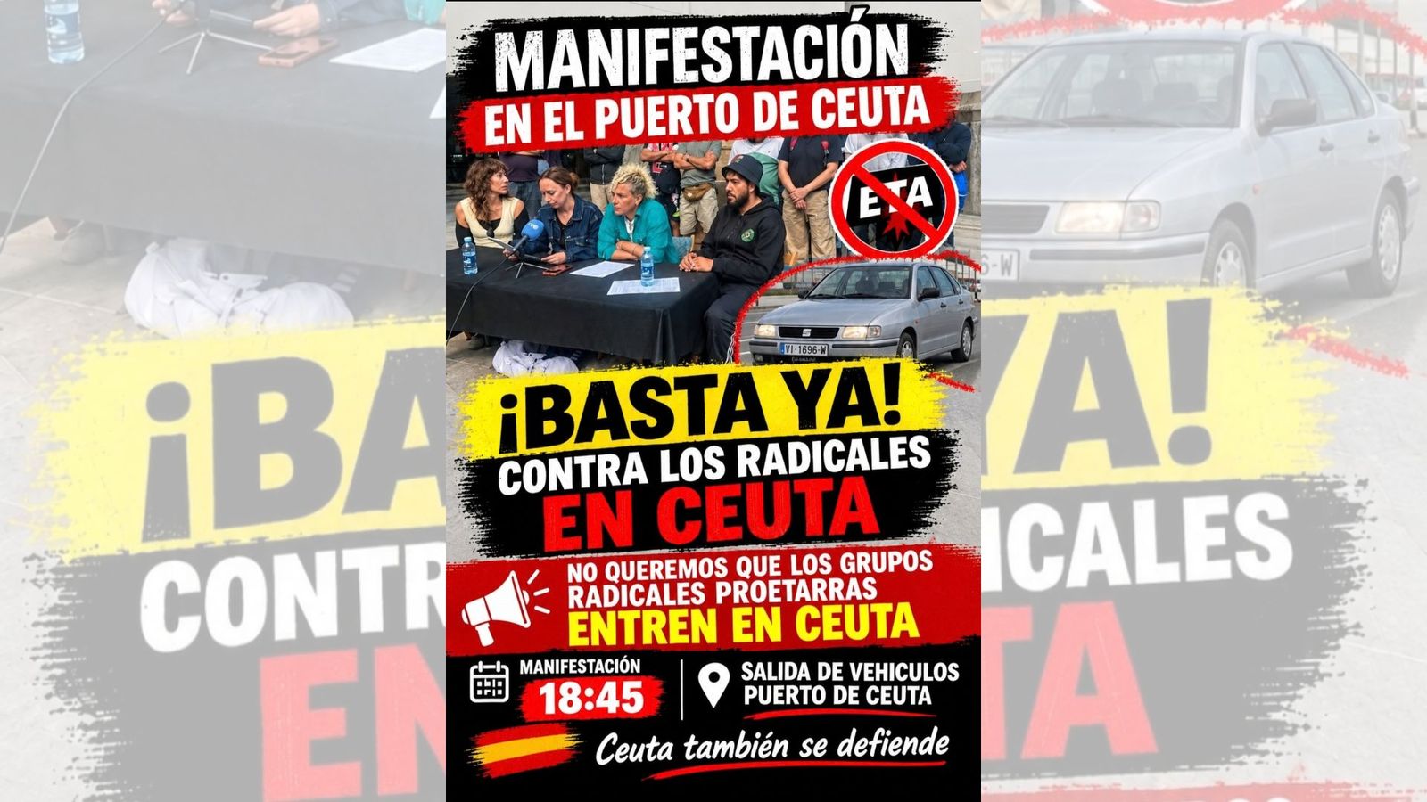 Cartel de la movilización en el puerto para recibir al grupo radical Derecho a Techo