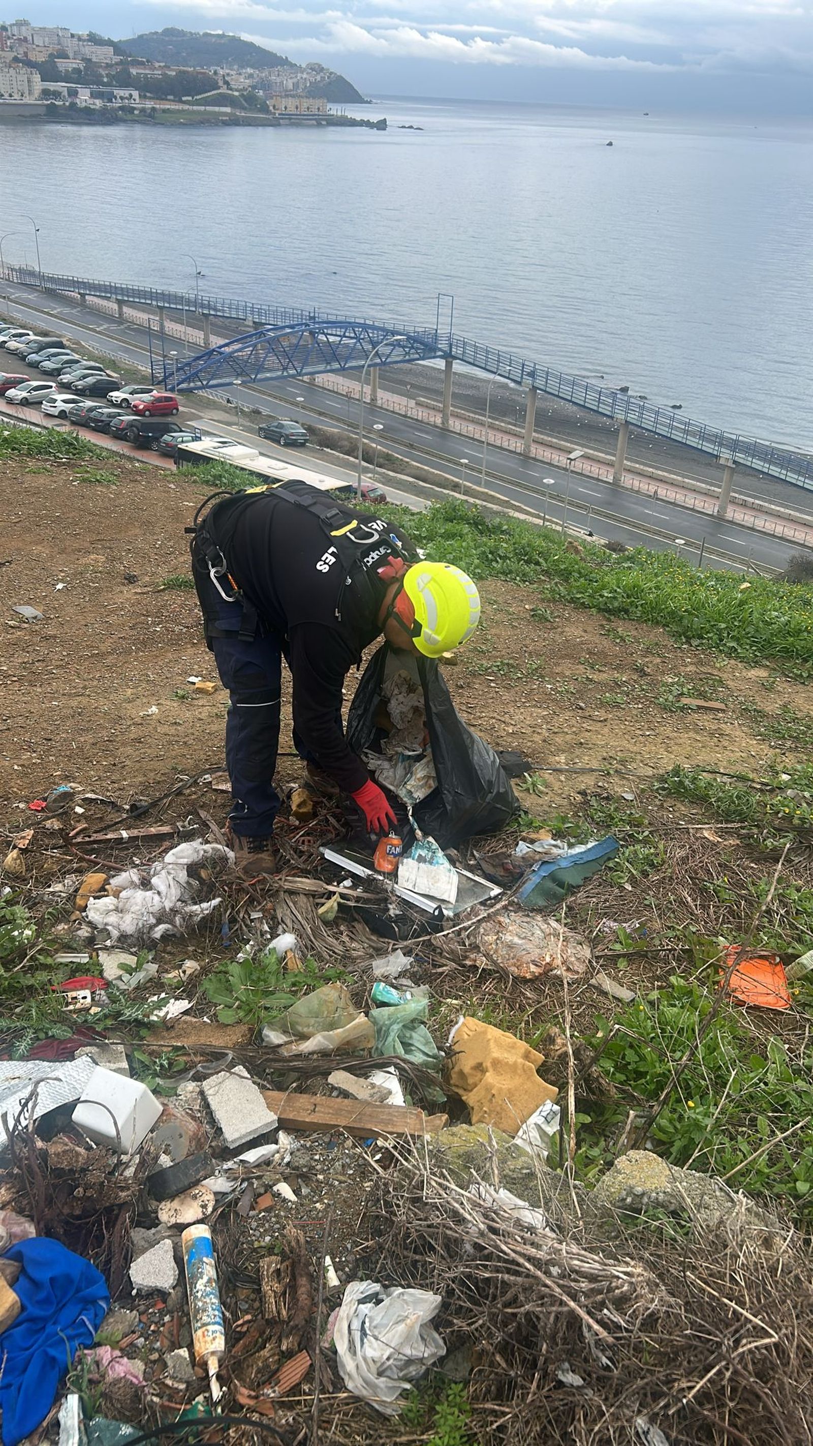 Las Brigadas Verticales limpian residuos en la barriada del Príncipe Felipe.
