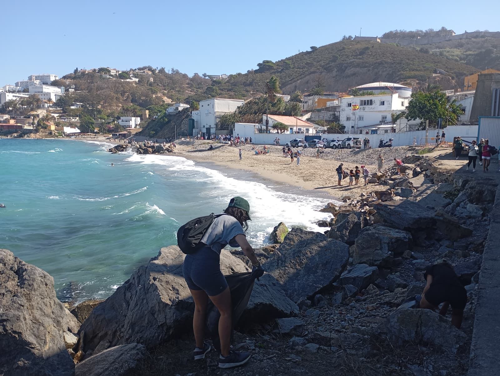 Bonita mañana ecológica en la playa de San Amaro