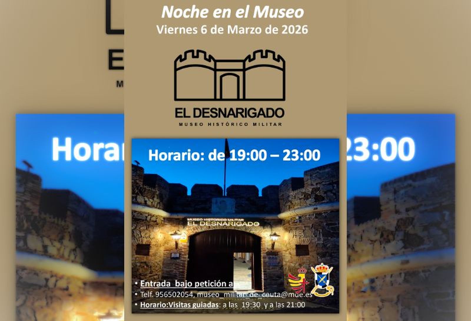Cartel de la apertura nocturna del Museo del Desnarigado por la Cuna de la Legión