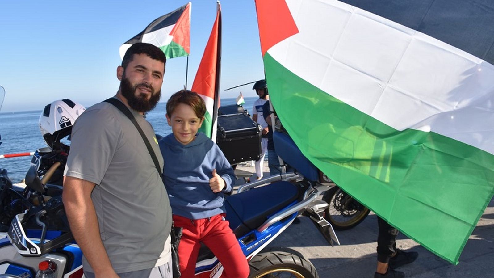 Concentración de moteros por Palestina