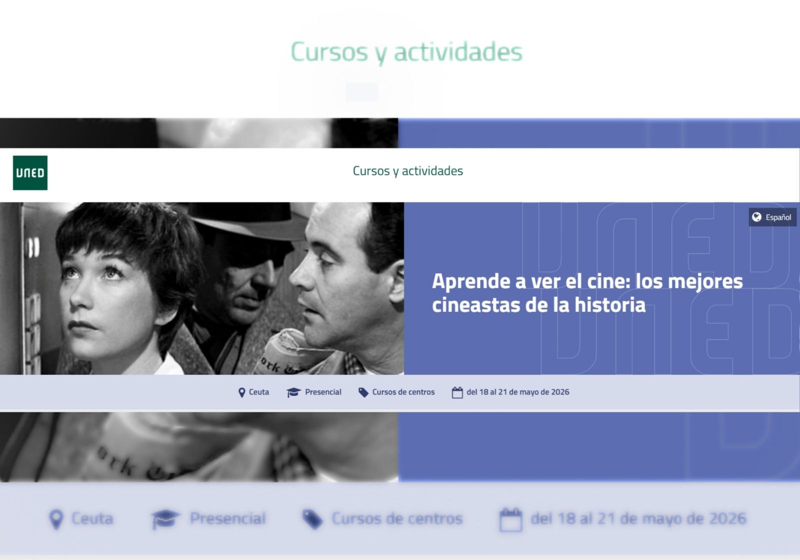 Presentación de la actividad en la web de la UNED