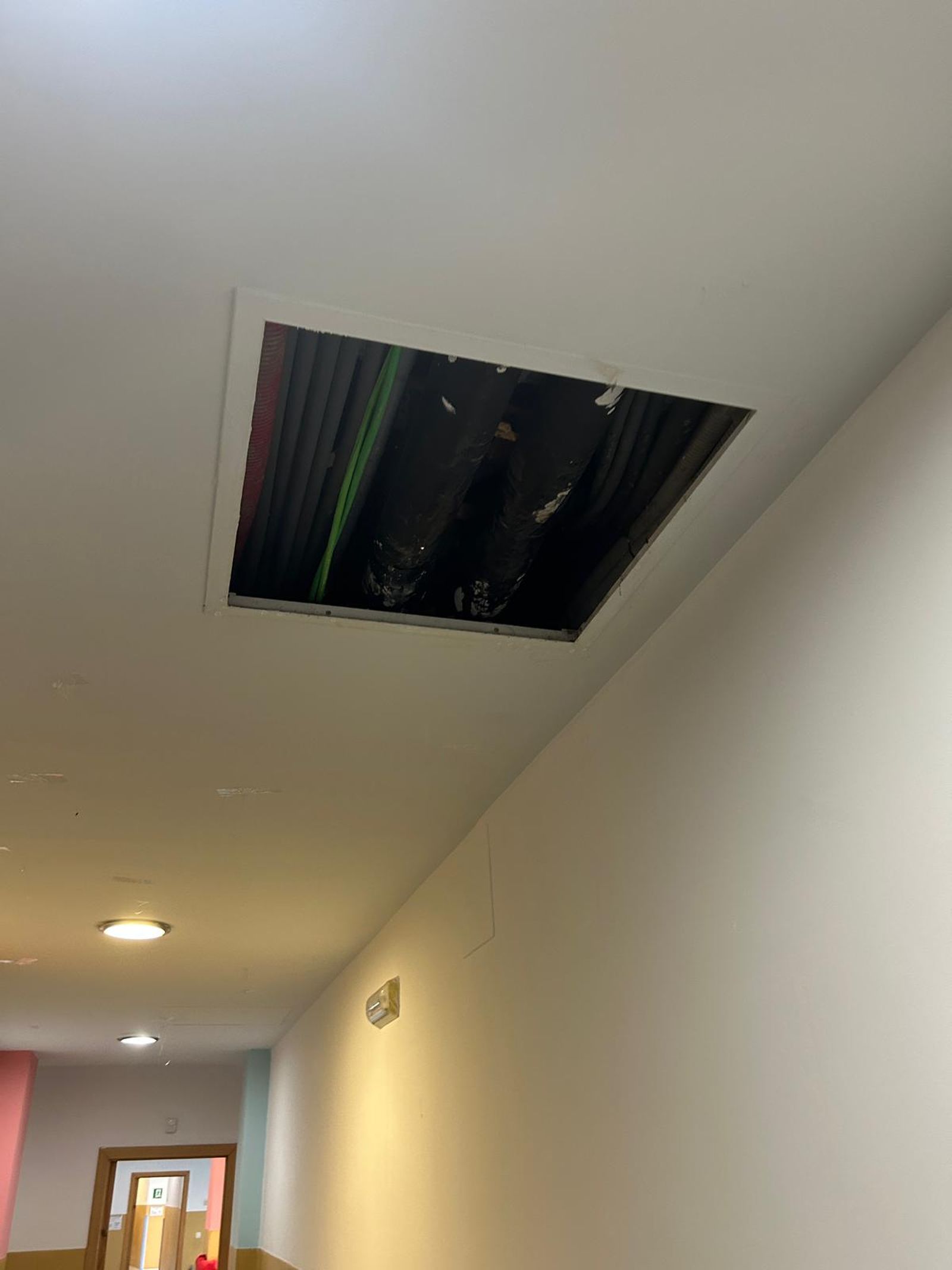 Zona afectada con las filtraciones en la Pecera