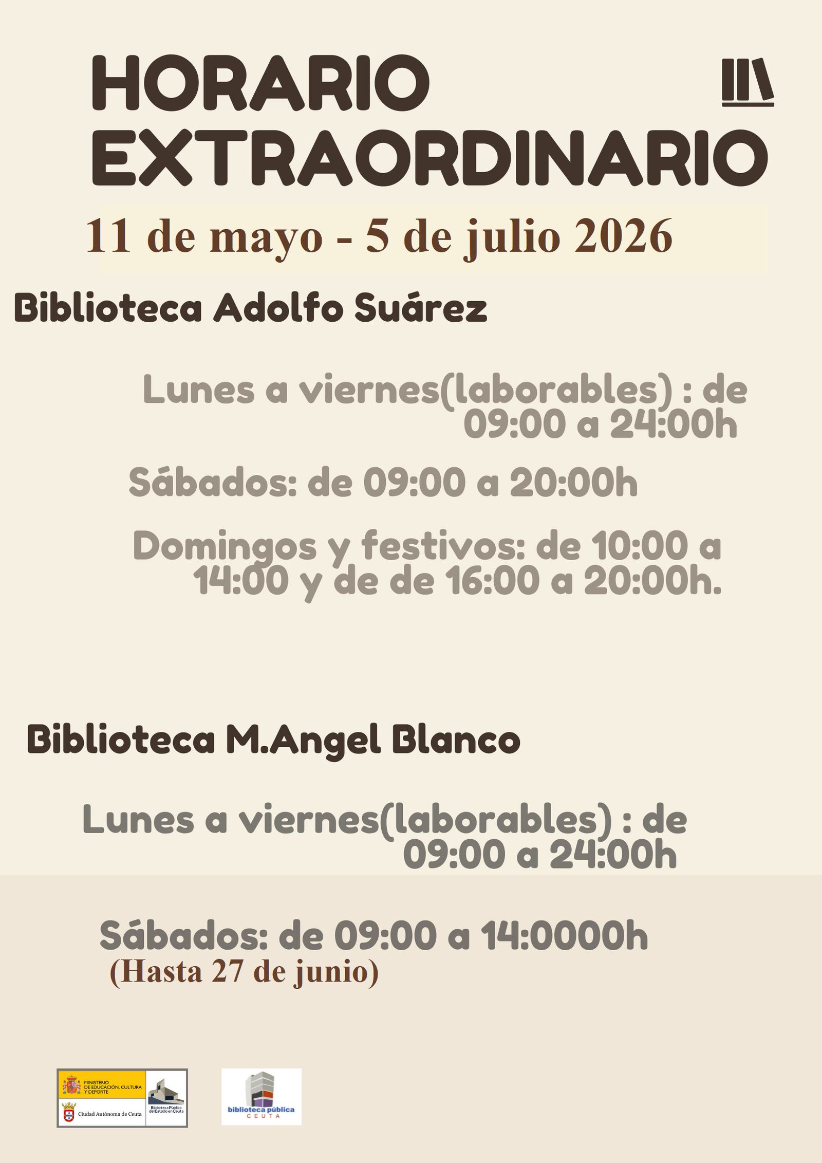Las Bibliotecas Públicas amplían su horario en Ceuta