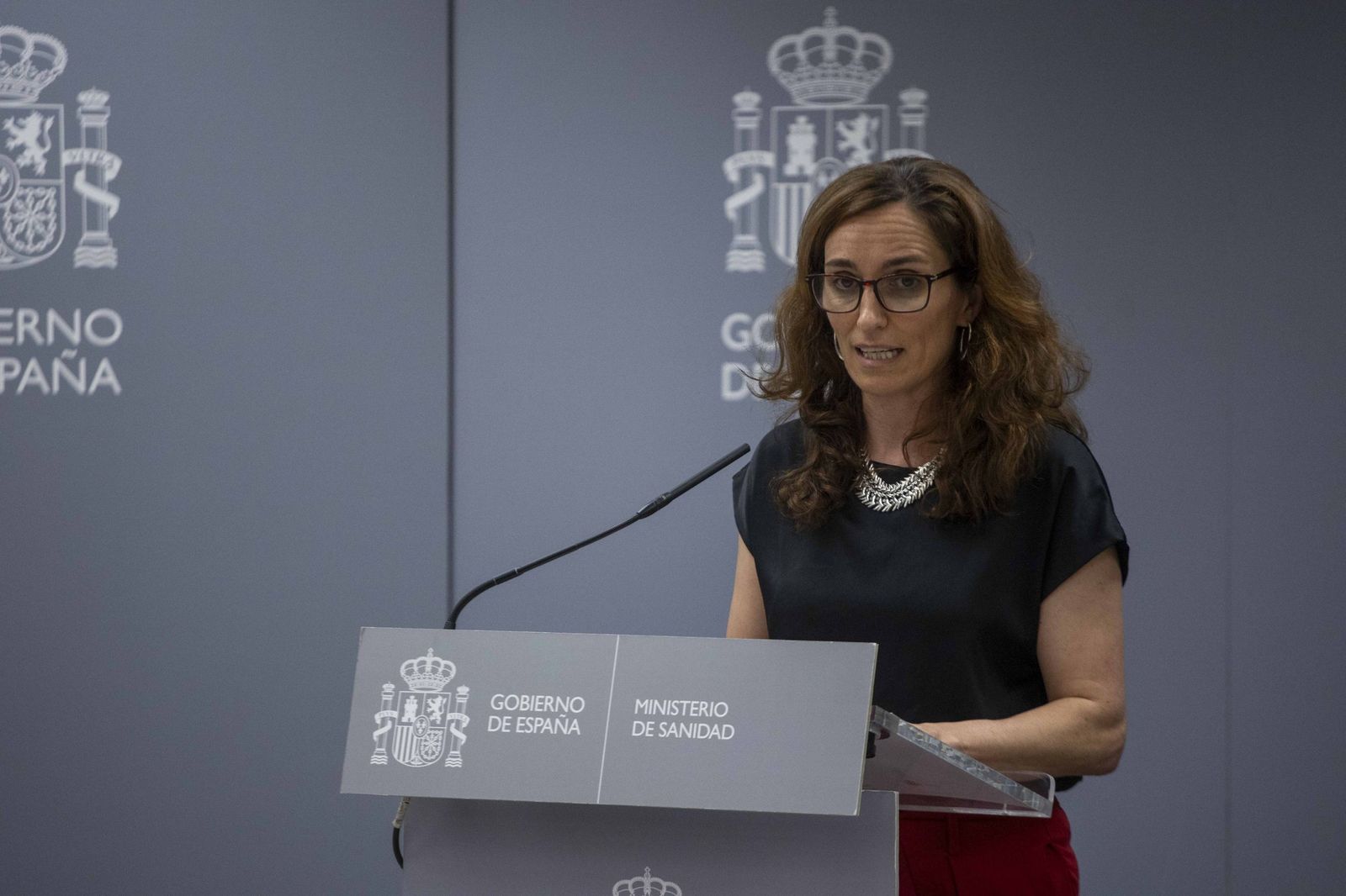 La ministra de Sanidad, Mónica García, durante una comparecencia pública La ministra de Sanidad, Mónica García, durante una comparecencia pública
