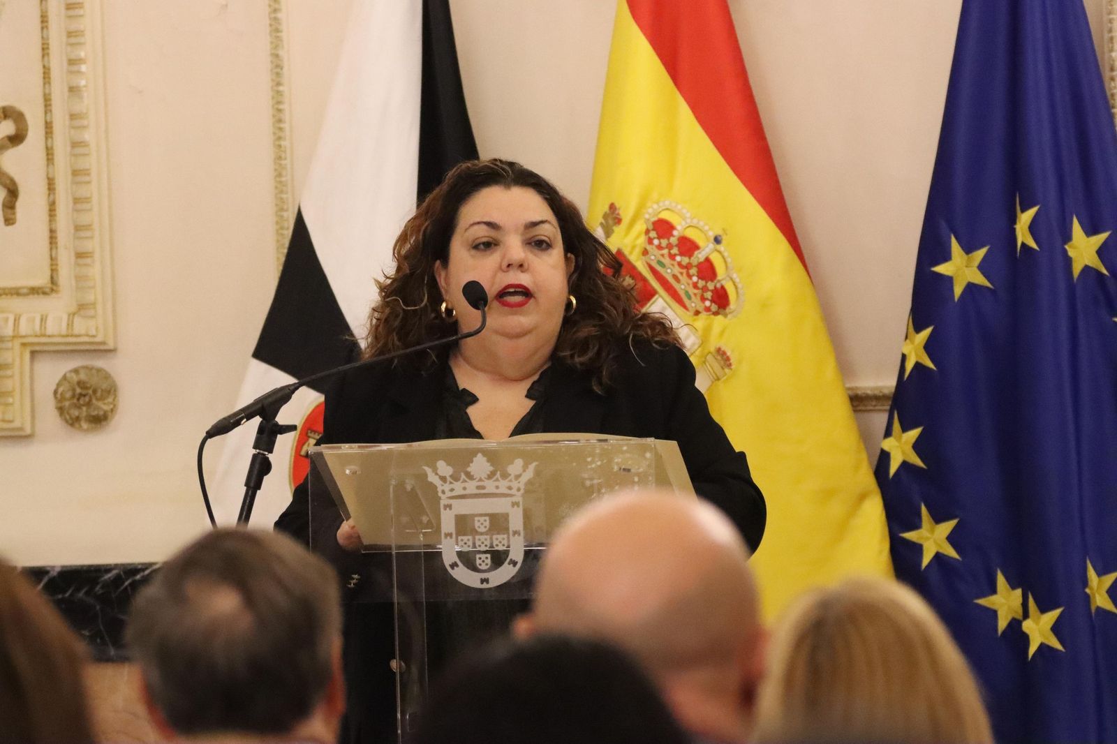 La delegada del Gobierno de Ceuta, Cristina Pérez, durante su intervención este sábado 6 de diciembre