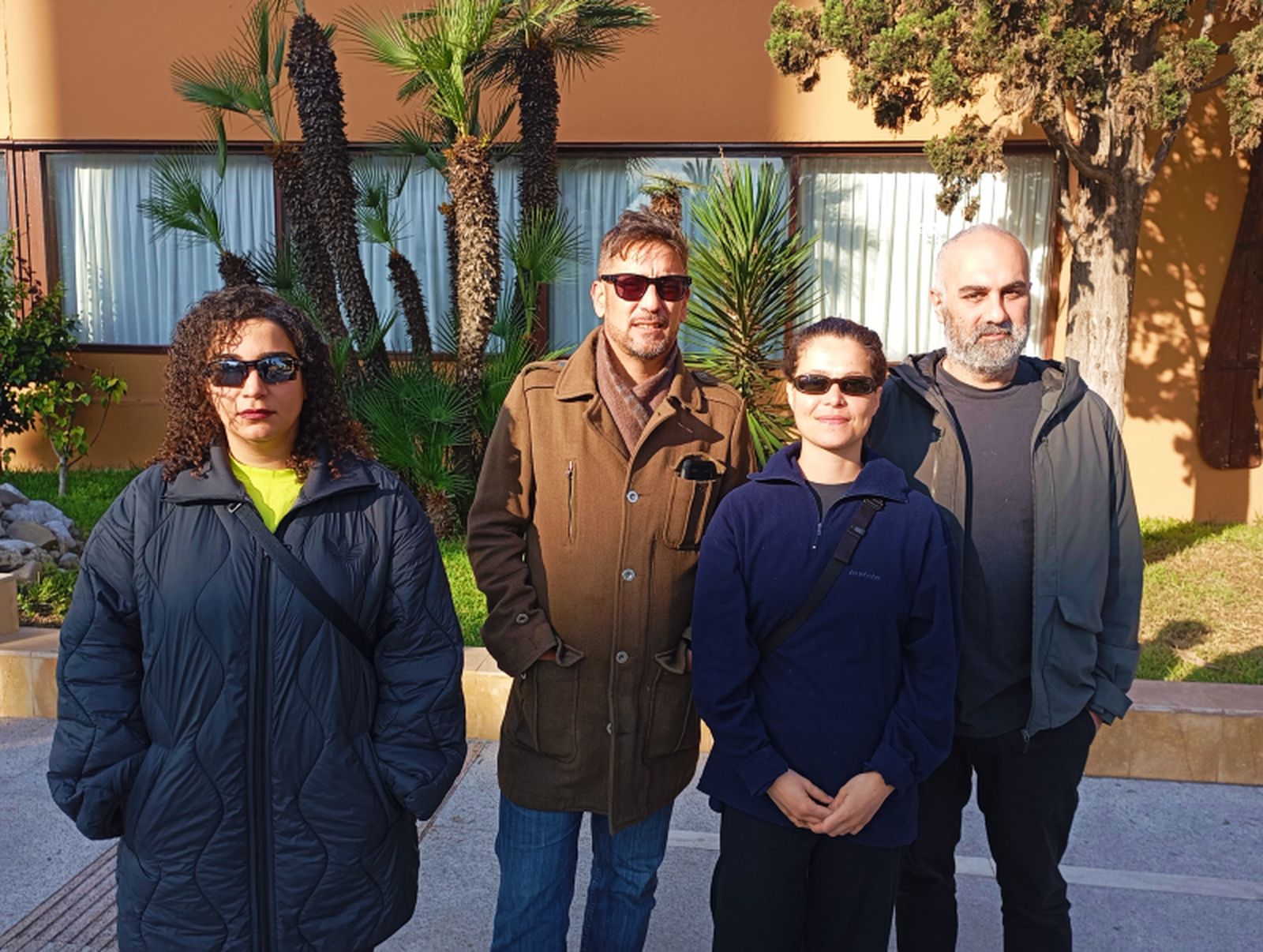 Parte de los visitantes, junto al técnico de la Ciudad, Gabriel Fernández / Juanjo Coronado