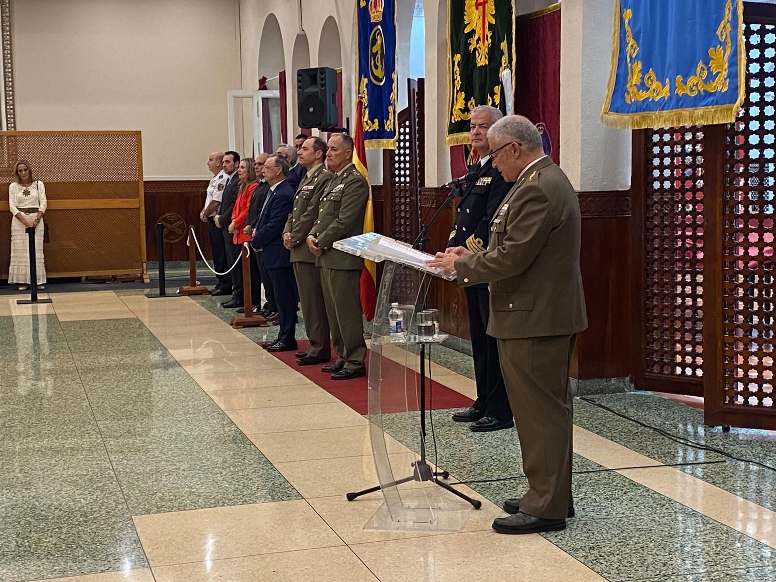 Federico José Navarro Quílez, el coronel delegado de Defensa en Ceuta, durante su discurso.