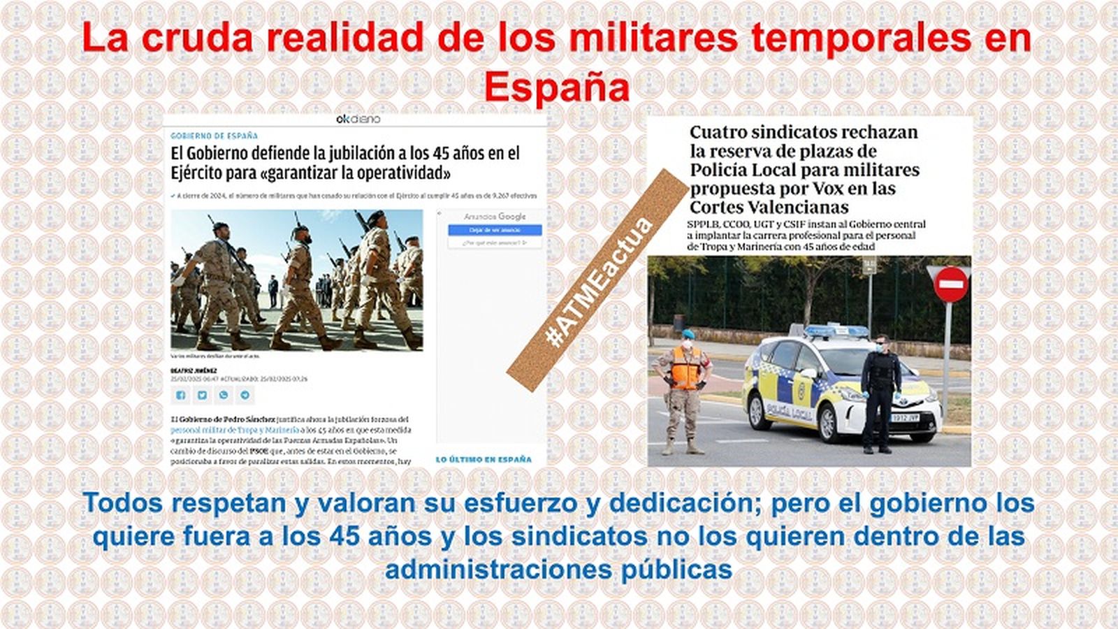 "La cruda realidad de los militares temporales en España". / FOTO CEDIDA