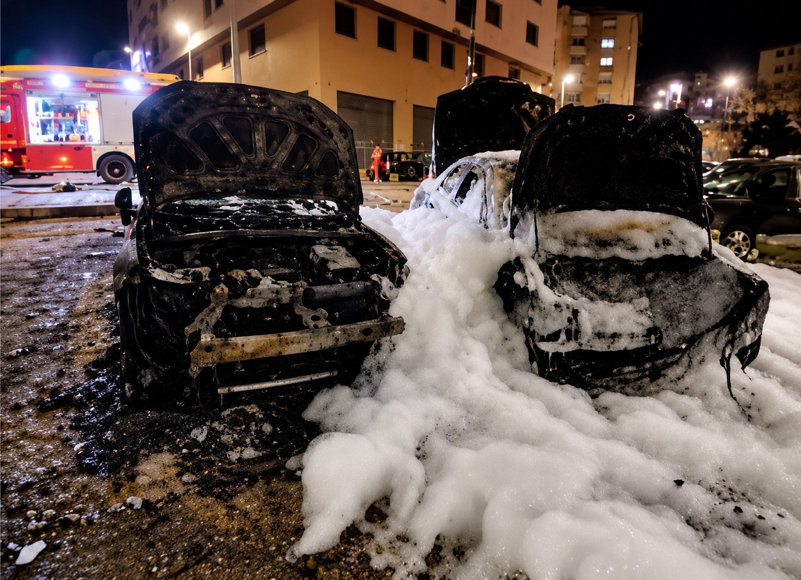 Un incendio arrasa dos coches y causa daños en otros tres en la zona de Molino