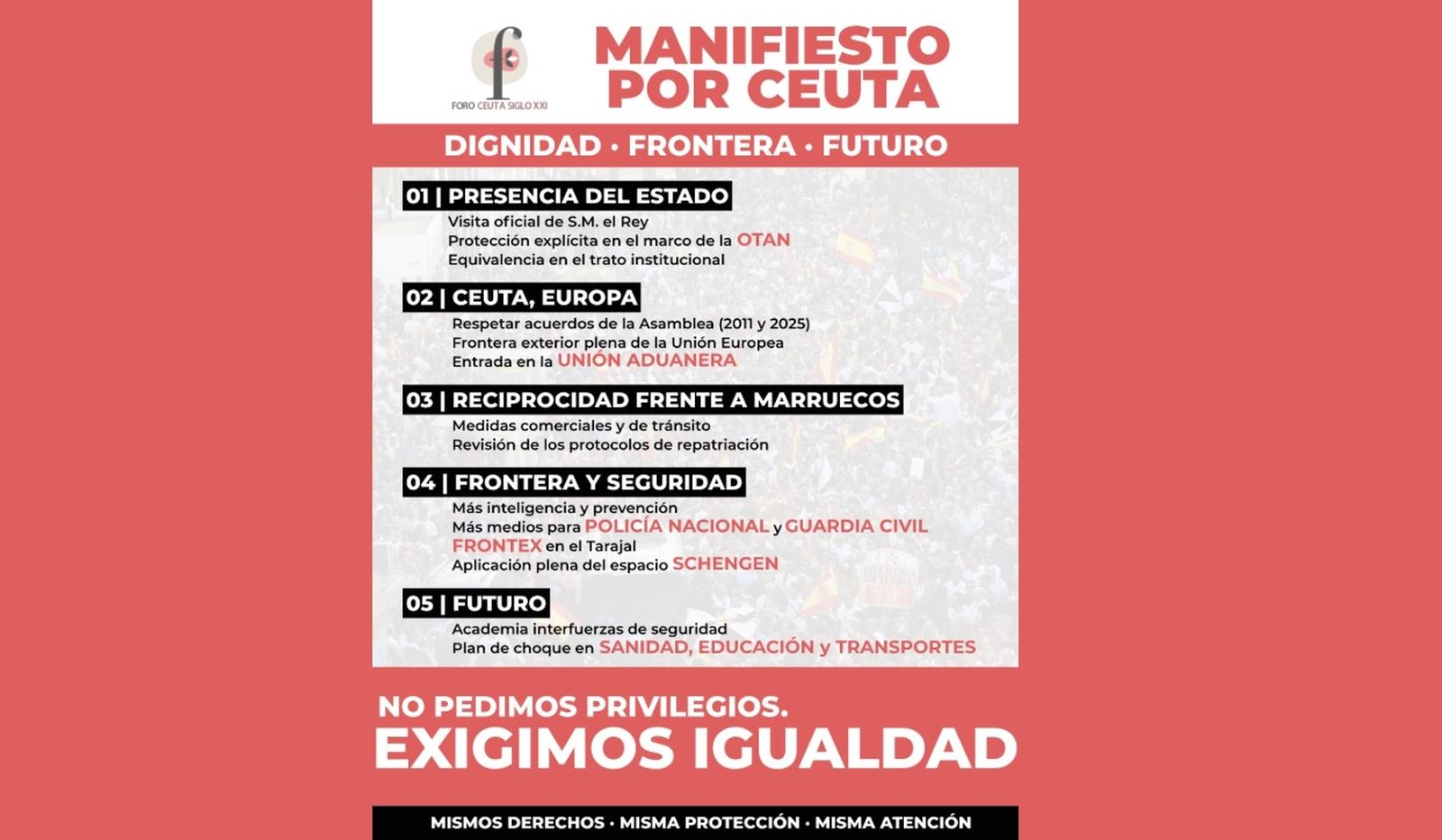 Foro Ceuta Siglo XXI reclama “los mismos derechos, protección y atención” para la ciudad