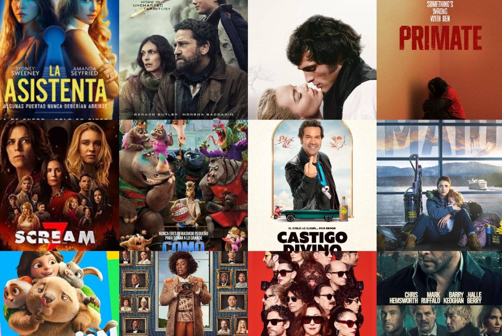 Varias de las portadas de las películs que se podrán disfrutar en las salas de los Cines Marina en el Poblado Marinero