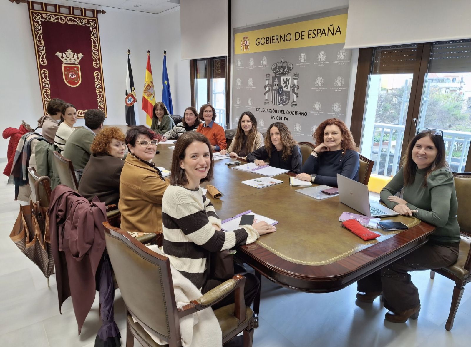 Una de las dos reuniones mantenidas esta mañana en la sede de la Delegación del Gobierno