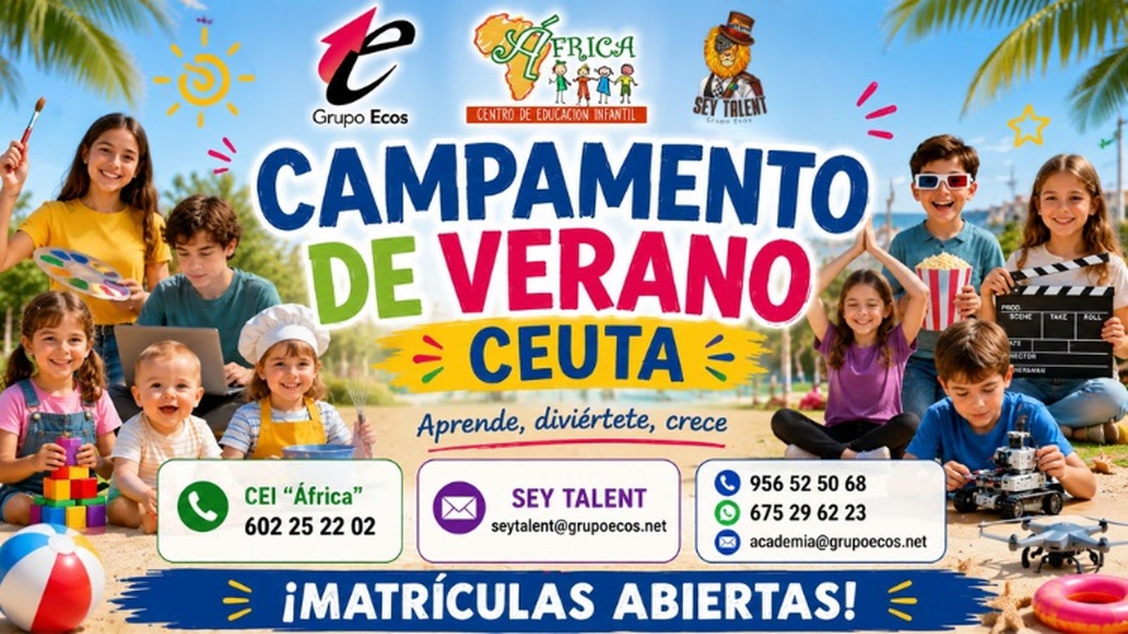 Cartel que anuncia el campamento de verano