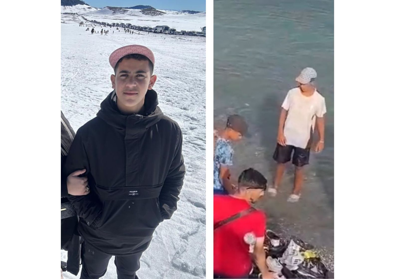 Imagen de Imran Saidi, de 14 años, y captura del vídeo en la playa del Tarajal