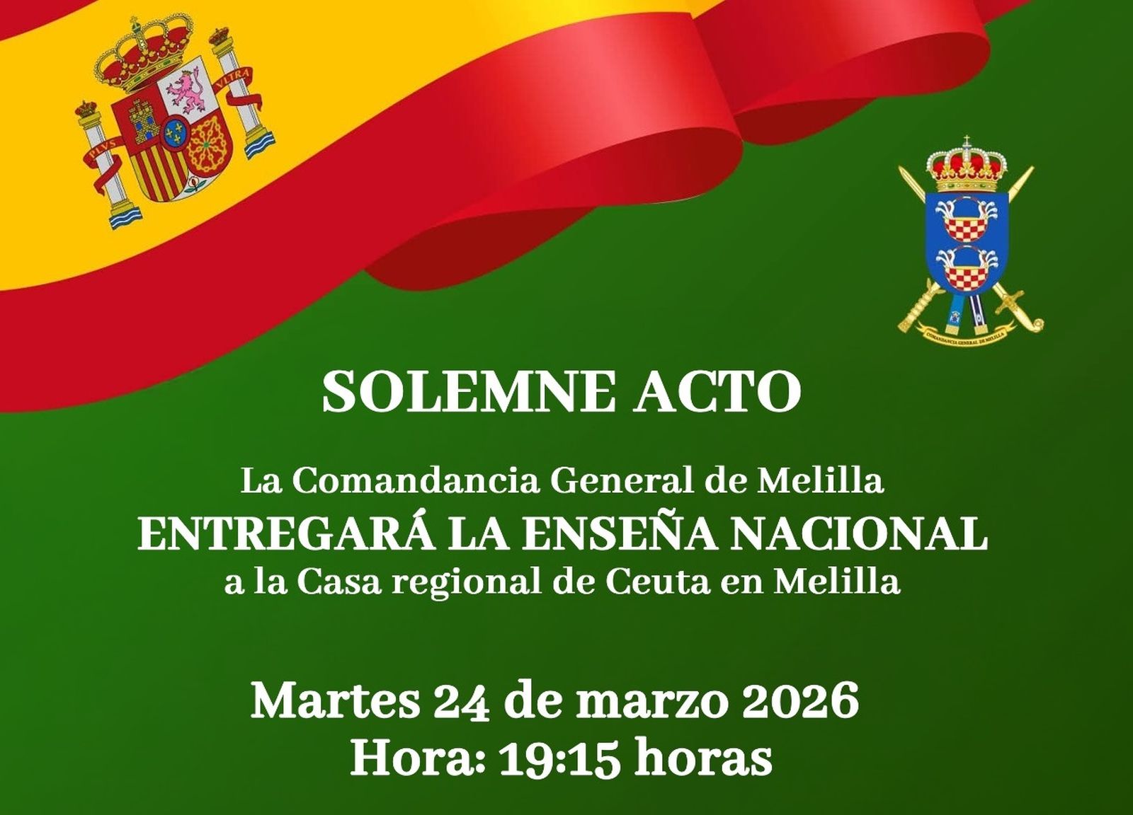 Cartel del acto de entrega de la enseña nacional