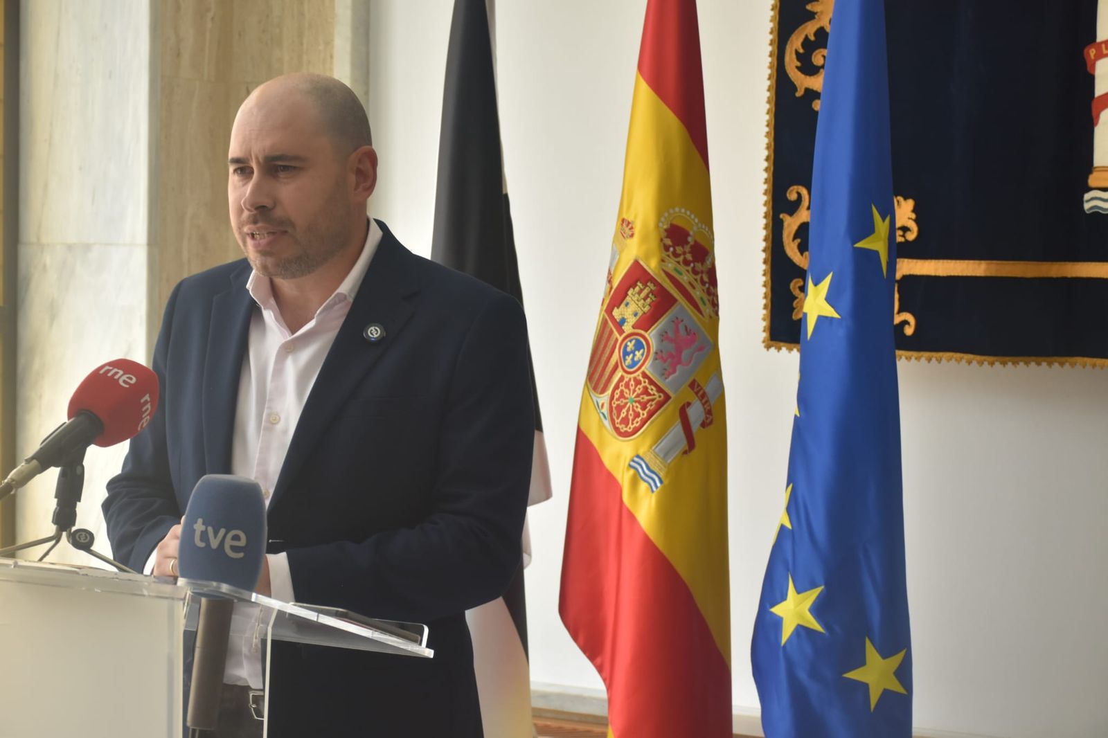 El delegado del Gobierno en Ceuta, Miguel Ángel Pérez Triano, durante una comparecencia ofrecida este miércoles
