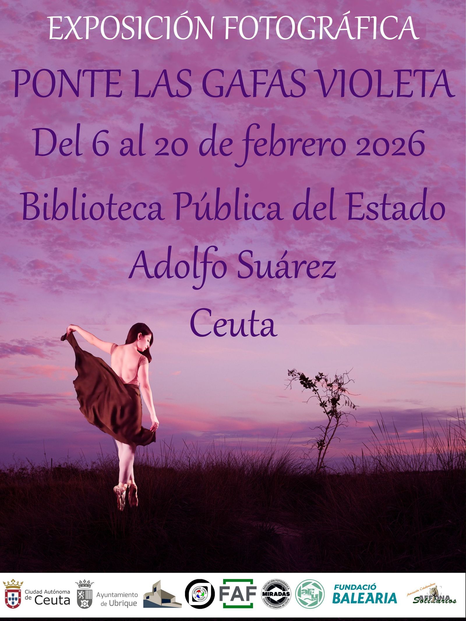 Cartel de la exposición Ponte las gafas violeta, de Miradas