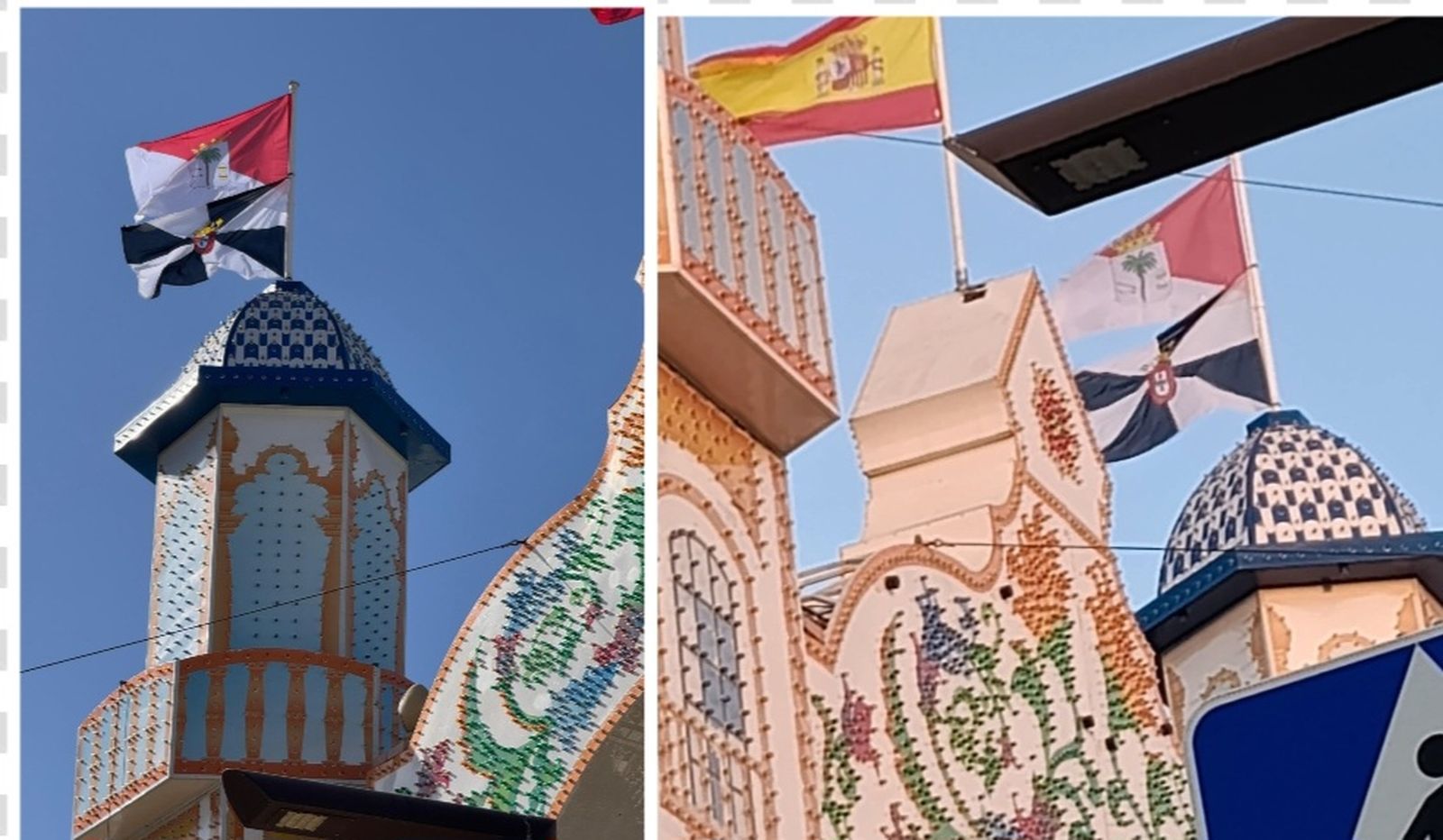 La bandera de Ceuta preside la portada de la Feria de La Palma del Condado