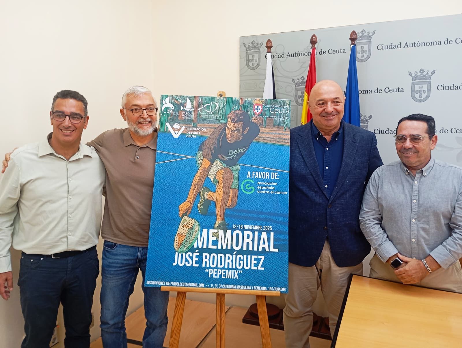 Fernando Rodríguez, Agustín Atencia, Nicola Cecchi y Rafael Montero Ávalos, en la presentación del torneo de pádel