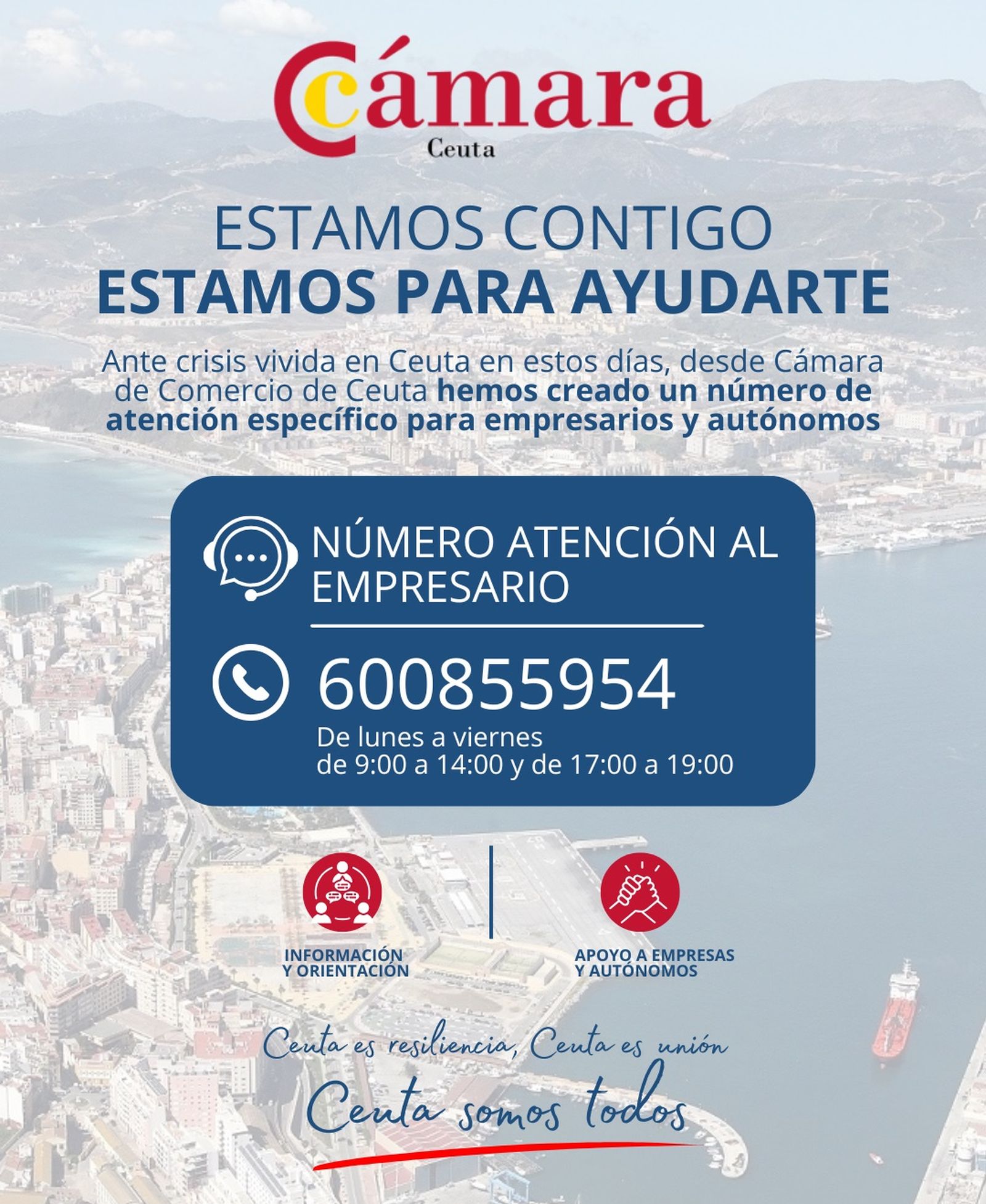 Cartel para comunicar el número de atención al empresario
