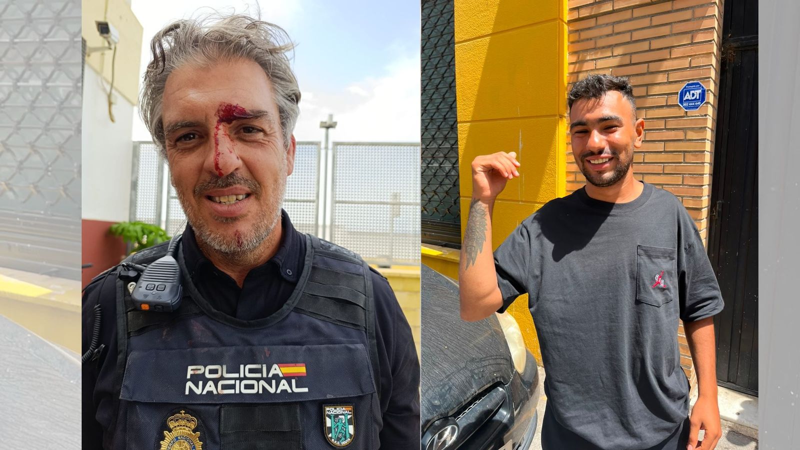 El agente de la Policía Nacional agredido, a la izquierda, y el prófugo marroquí ya condenado a su expulsión a Marruecos en la derecha