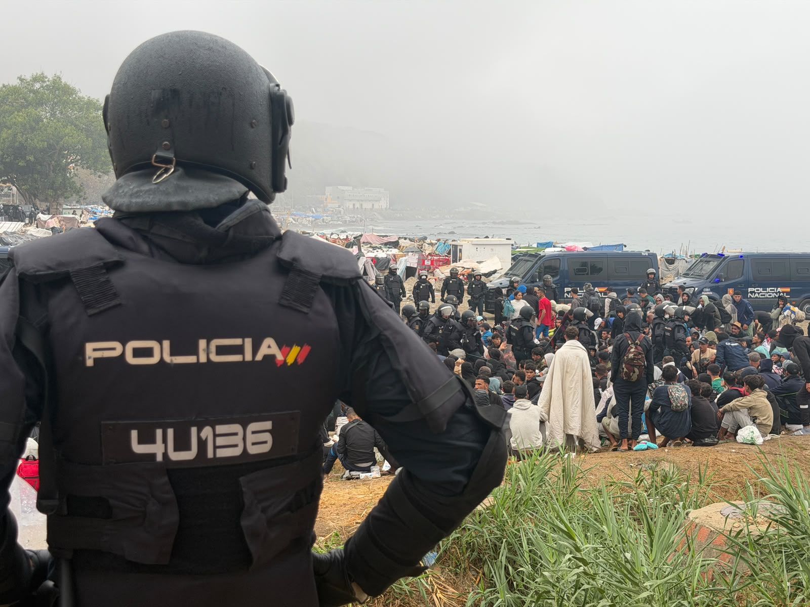 Dispositivo de la Policía Nacional para la primera fase del desalojo del Trampolín