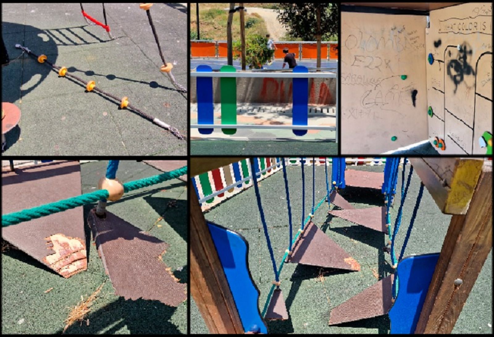 Este es el estado que presenta actualmente el parque infantil de la plaza Nicaragua