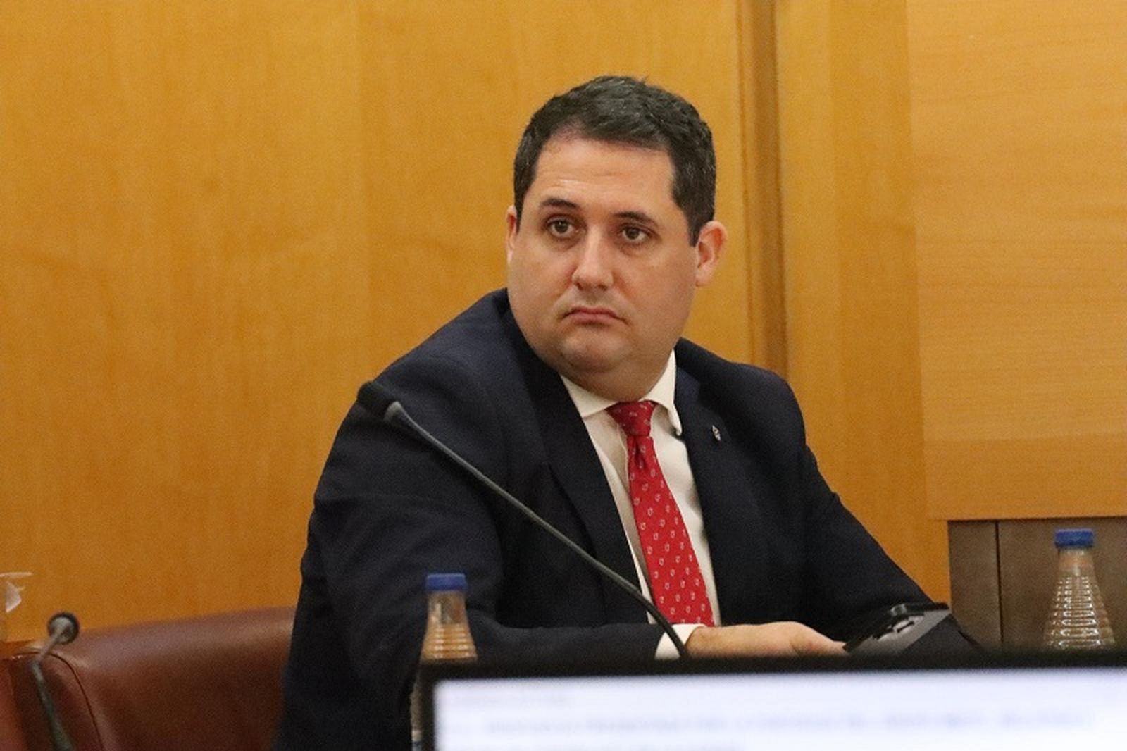 El consejero de Fomento, Alejandro Ramírez, durante el pleno de este jueves. / FOTO REDUAN