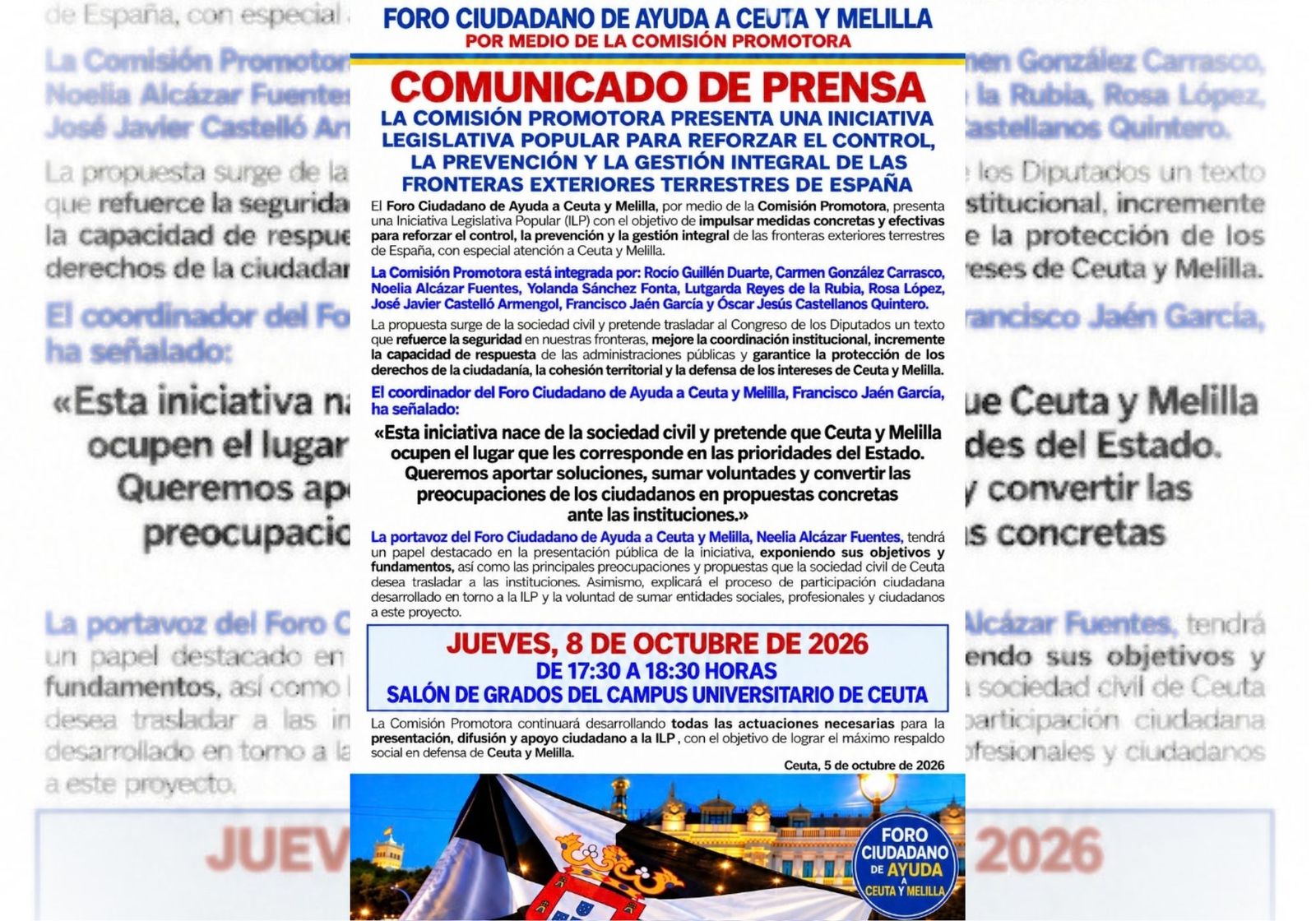 Comunicado del Foro Ciudadano de Ayuda a Ceuta y Melilla