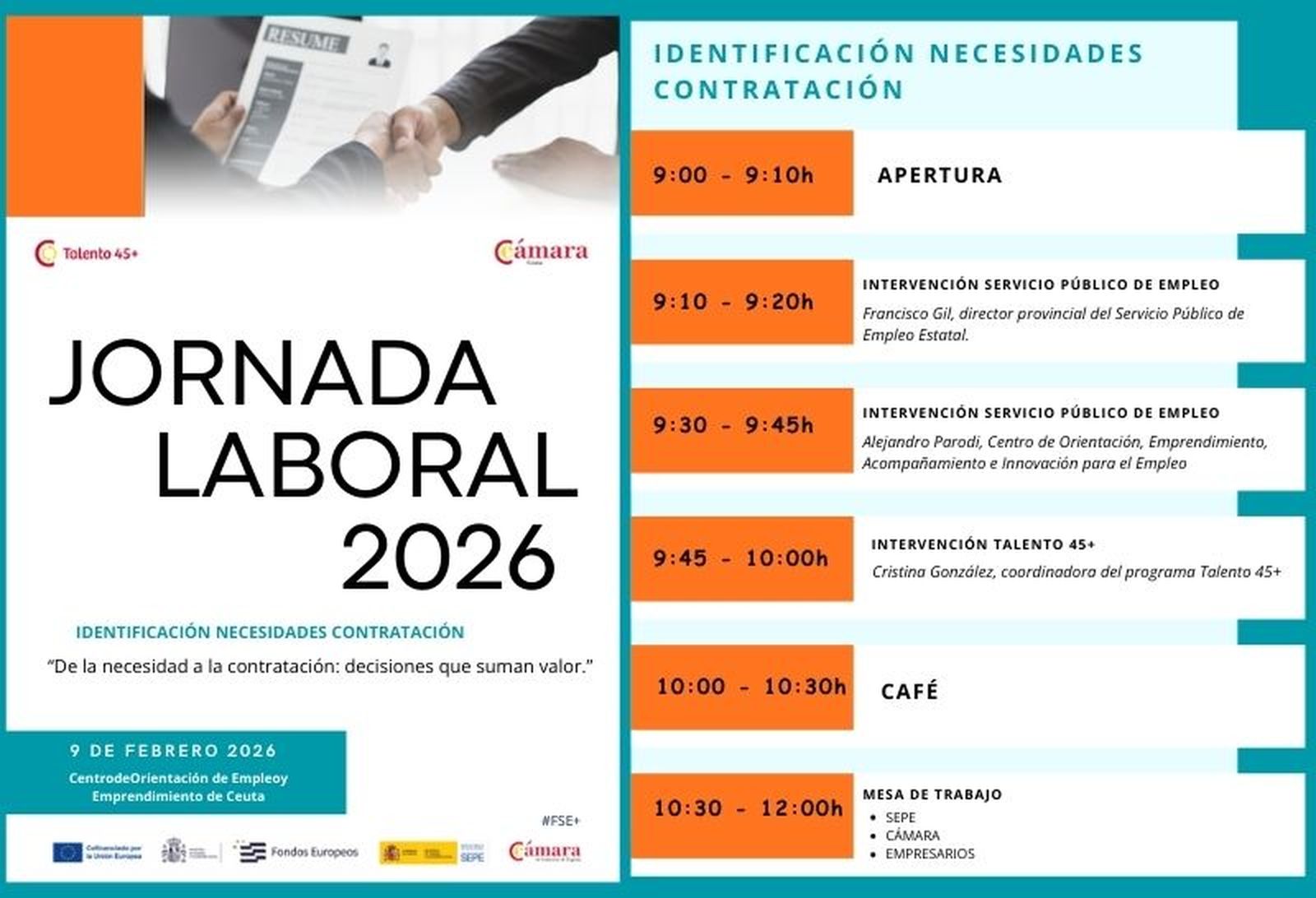 Cartel y programación de las jornadas del COE del próximo lunes.