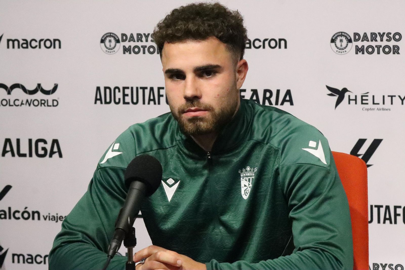 Marcos Fernández durante su comparecencia tras el partido disputado entre la AD Ceuta y la UD Almería en el Alfonso Murube