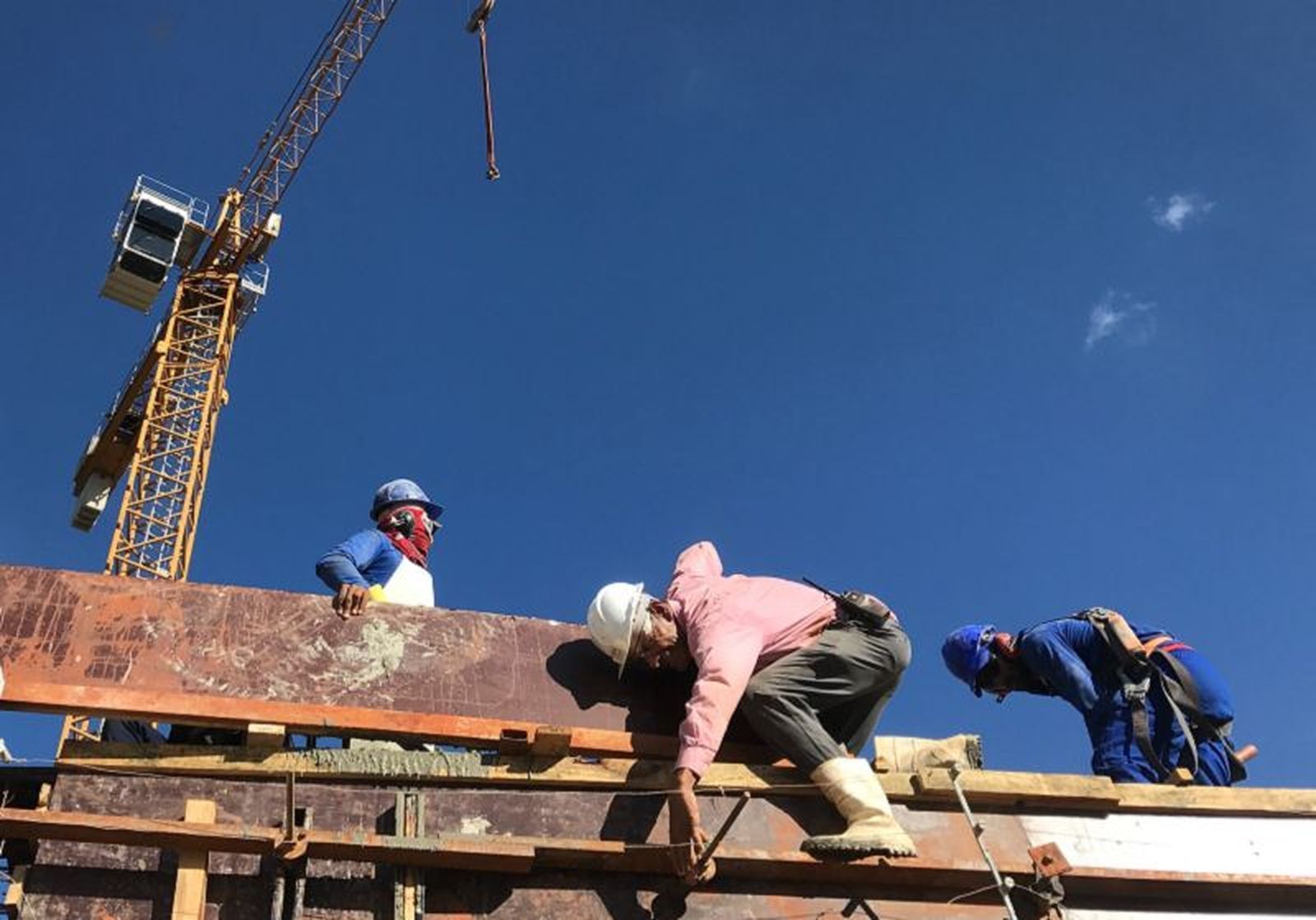 Trabajadores de la construcción en una obra