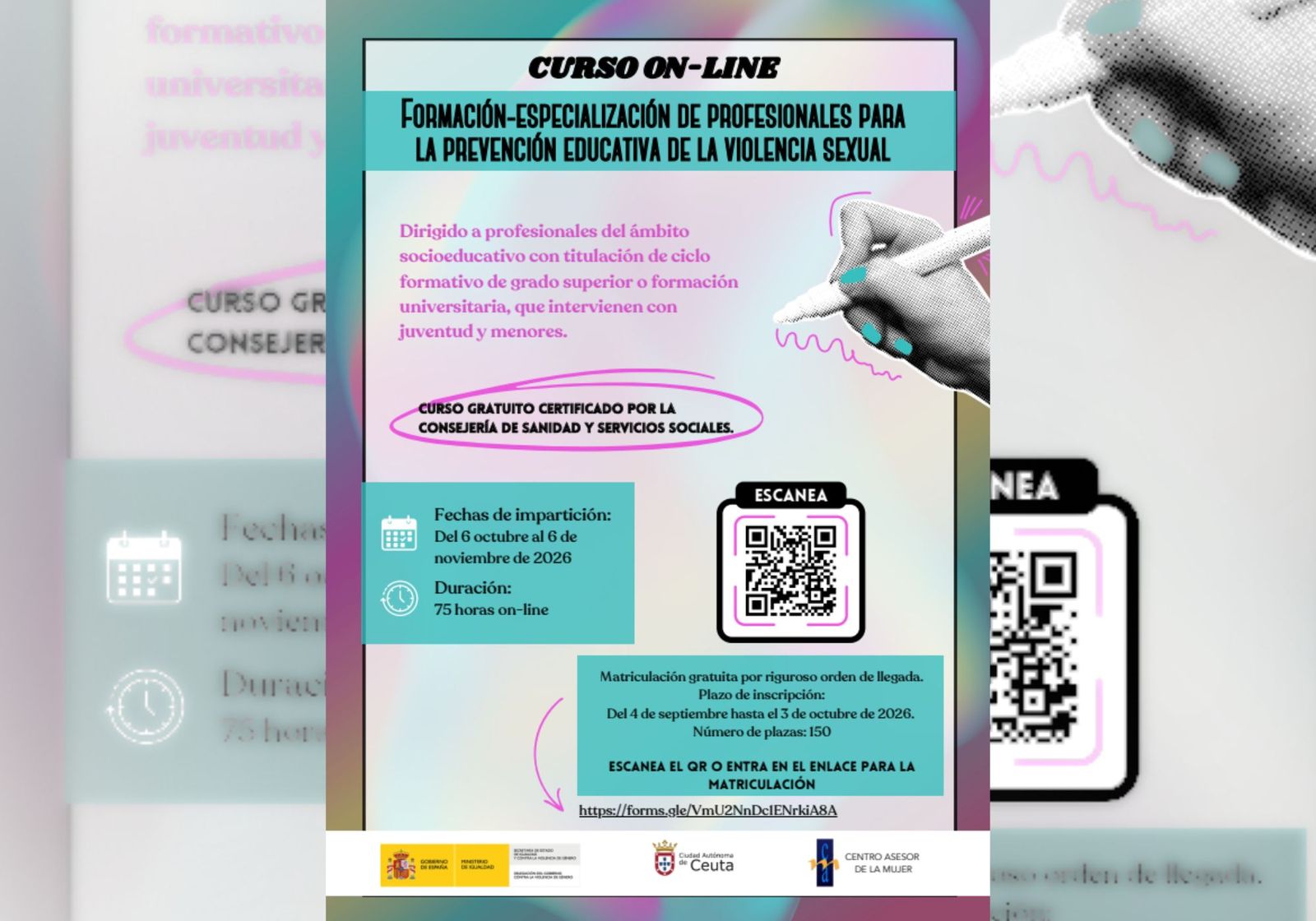 Cartel del curso de prevención educativa de la violencia sexual