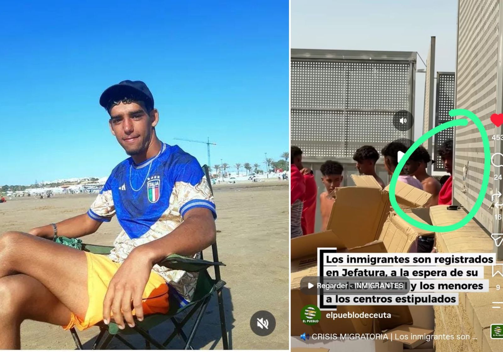 Yahya Ait Benali en una foto facilitada por su madre, que añade una captura del vídeo publicado por El Pueblo