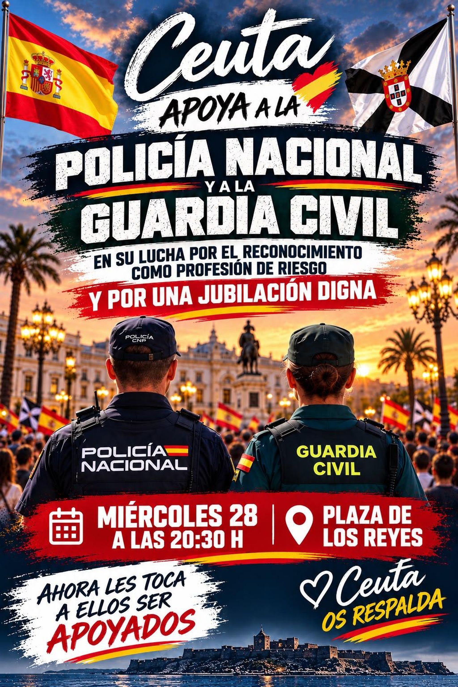 Cartel de la concentración en apoyo a policías nacionales y guardias civiles