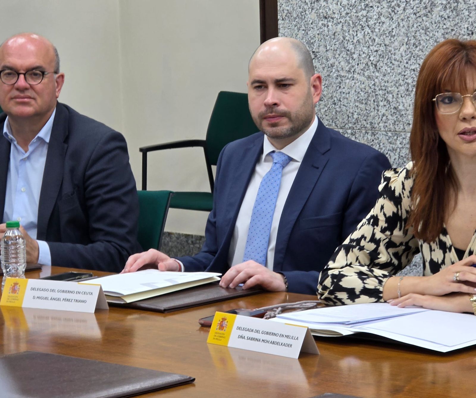 El delegado del Gobierno en Ceuta, Miguel Ángel Pérez Triano, durante la reunión en Melilla este jueves