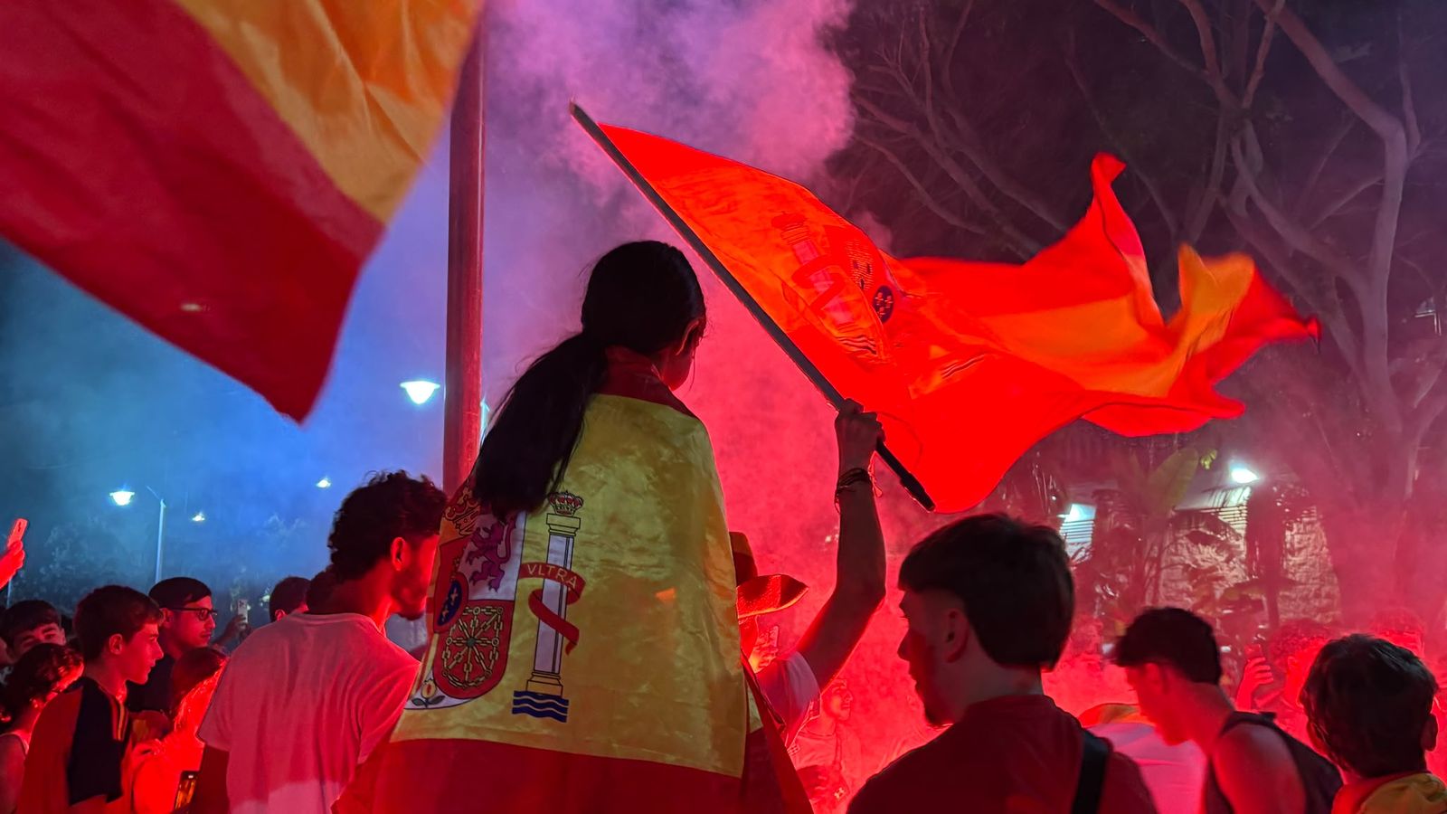Celebración  de la victoria de España frente a Francia en la semifinal del Mundial 2026 