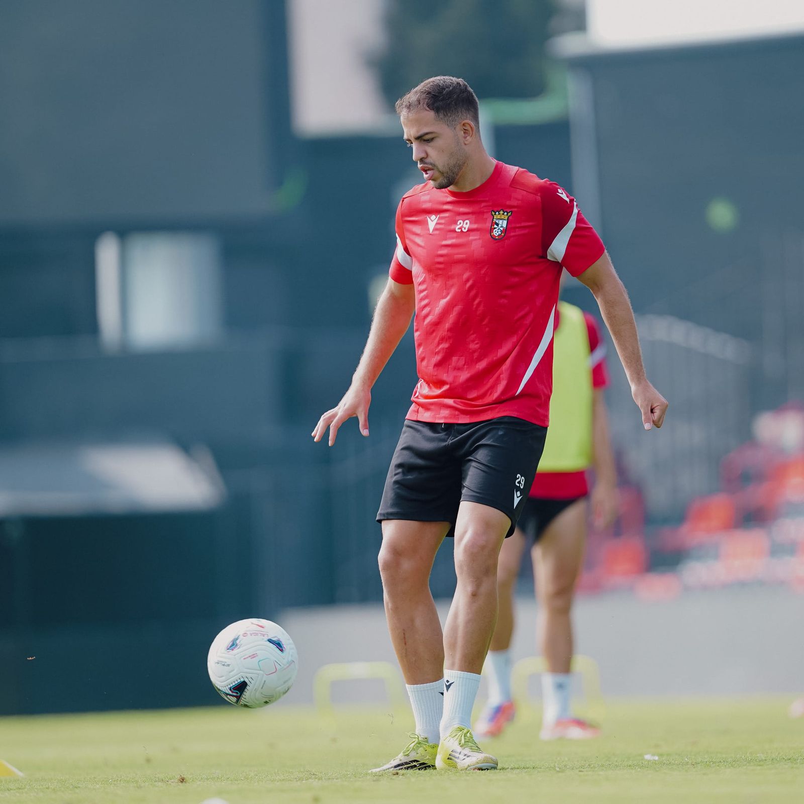 Omar Sadik, en el entrenamiento de hoy