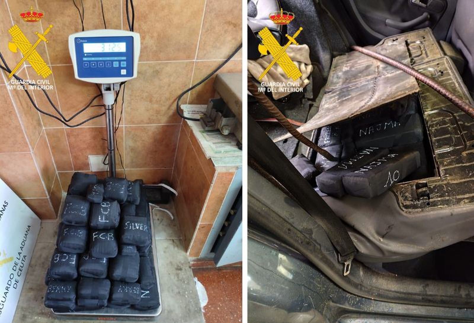 Droga oculta en los asientos.