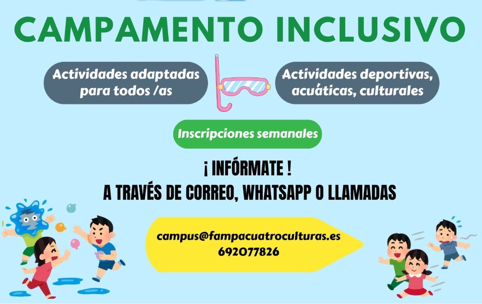 Cartel del campamento inclusivo