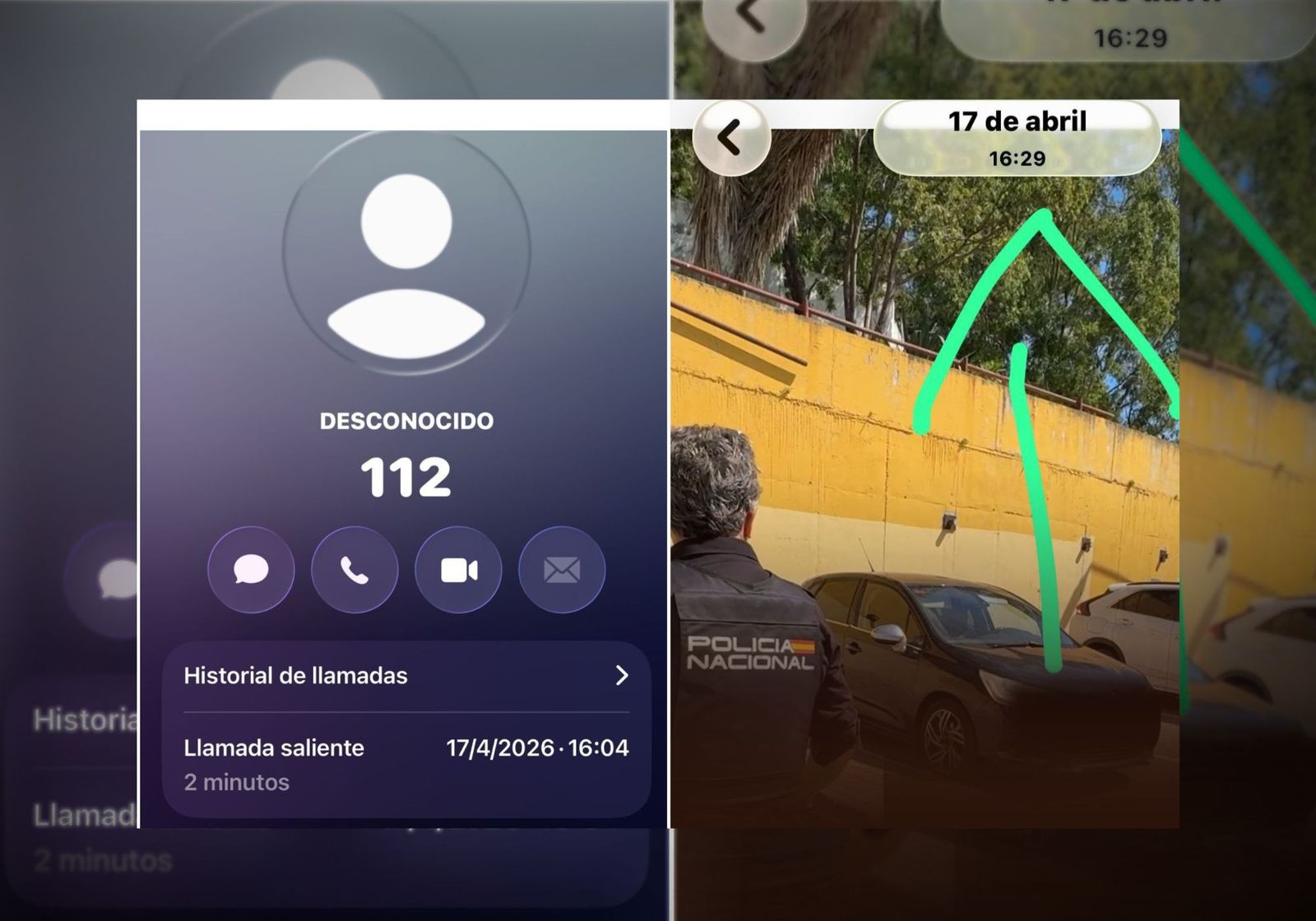Montaje con las dos capturas de pantalla que ha remitido la familia.